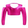 FEESHOW Youth Girls Long Sleeve Turtle-Mock neck Sports Dance Crop Top T-Shirt Gym Yoga Leotard Dancewear C Hot Pink 6 Years view 2