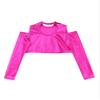 FEESHOW Youth Girls Long Sleeve Turtle-Mock neck Sports Dance Crop Top T-Shirt Gym Yoga Leotard Dancewear C Hot Pink 6 Years view 4