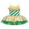 Loloda Kids Girls Christmas Holiday Mrs Santa Candy Cane Striped Figure Ice Skating Tutu Dress Leotard Green 16 Years view 2