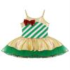 Loloda Kids Girls Christmas Holiday Mrs Santa Candy Cane Striped Figure Ice Skating Tutu Dress Leotard Green 16 Years view 3