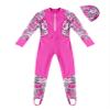 Yihuimin 2Pcs Girls Print Swimsuit Long Sleeves and Leggings Jumpsuit with Hat Sports Outfit Pool Beach Hot Pink 4 Years view 1