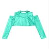FEESHOW Youth Girls Long Sleeve Turtle-Mock neck Sports Dance Crop Top T-Shirt Gym Yoga Leotard Dancewear C Lake Green 6 Years view 4