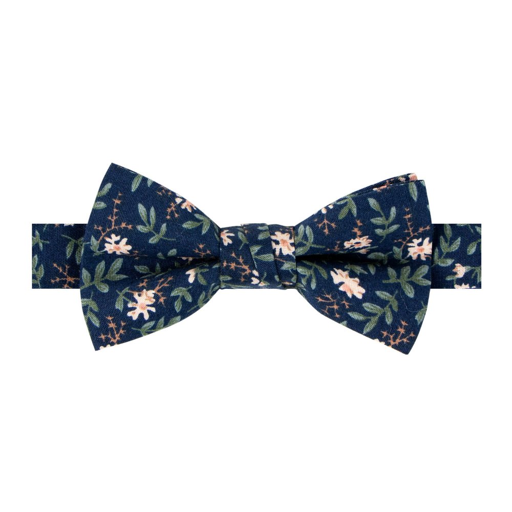 Spring Notion Boy's Cotton Floral Print Pre-tied Bow Tie, 57-Navy Large