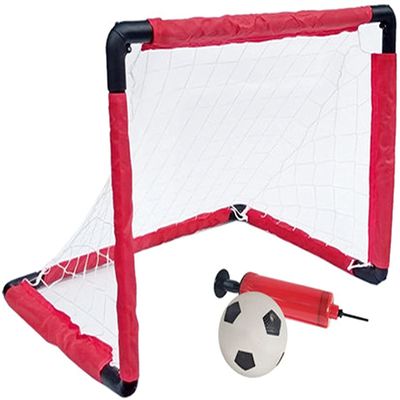 LSDRALOBBEB Mini Soccer Goal Portable Soccer Net Pop Up Goal Nets Portable Soccer Goal Children's Football Goal 1108(Color:Red;Size:58x47x47cm)