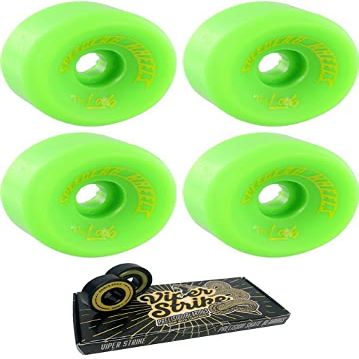 64mm Speedlab Wheels The Lab Green / Yellow Skateboard Wheels - 99a with Viper Strike 8mm Precision ABEC 7 Skateboard Bearings - Bundle of 2 items