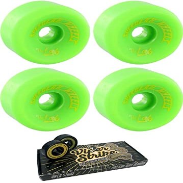 64mm Speedlab Wheels The Lab Green / Yellow Skateboard Wheels - 99a with Viper Strike 8mm Precision ABEC 7 Skateboard Bearings - Bundle of 2 items