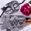 SIQUK Couple Masquerade Masks Set Venetian Party Mask Plastic Halloween Costume Mask Mardi Gras Mask for Couples Women and Men, Black Silver view 4