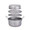 Boundless Voyage 1.9L Titanium Cooking Pot & 900ml Frying Pan Set with Steam Grid & Lid Ultralight Multifunctional Steamer Pot Outdoor Camping Travel Backpacking Kitchen Cookware Ti2057C view 1