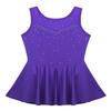 Yihuimin Girls Shiny Rhinestone Mesh Splice Back Figure Ice Skating Dress Gymnastics Leotard Ballet Skirts Violet 10 Years view 3