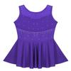 Yihuimin Girls Shiny Rhinestone Mesh Splice Back Figure Ice Skating Dress Gymnastics Leotard Ballet Skirts Violet 10 Years view 4