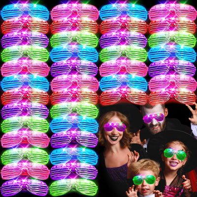SHQDD 46 Pack Light Up Glasses, Glow in the Dark Party Favors, 5 Neon Color Led Glasses, Shutter Shades Glow Stick Sunglasses, Neon Party Supplies for Kids Adults Birthday Wedding Glow Toys Party