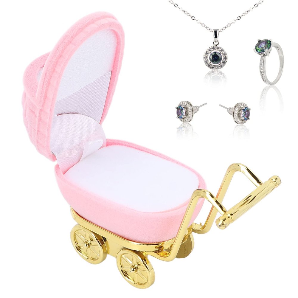 YUYTE Mini Jewelry Travel Case, Baby Carriage Jewelry Box, Personalized Jewelry Gift Organizer, Earrings Necklace Packaging Case, Christmas Valentine's Day Ideas for Women Girls()