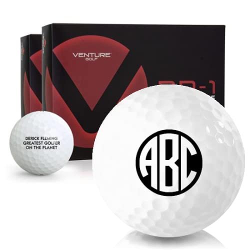 Venture Golf RD-1 Monogram Personalized Golf Balls - Double Dozen