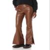dollhouse Women's Contouring brownVegan Leather Flare with Side Slit and Exposed Buttons, Truffle, 11 view 1