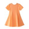 Little Girls Short Sleeve Swing Dress Kids A-Line Skater Twirl Summer Casual Dresses (Orange,7T) view 2