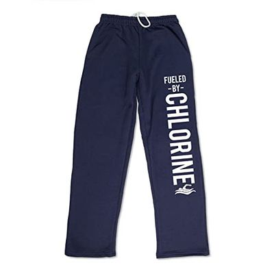 ChalkTalkSPORTS Fueled by Chlorine Sweatpants | Swimming Fleece Lined Sweatpants | Navy | Adult XX-Large