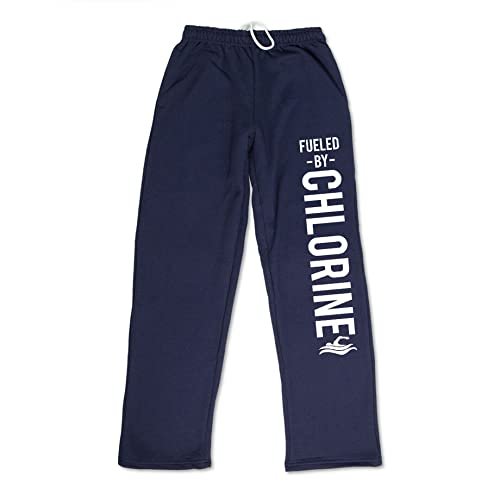 ChalkTalkSPORTS Fueled by Chlorine Sweatpants | Swimming Fleece Lined Sweatpants | Navy | Adult XX-Large