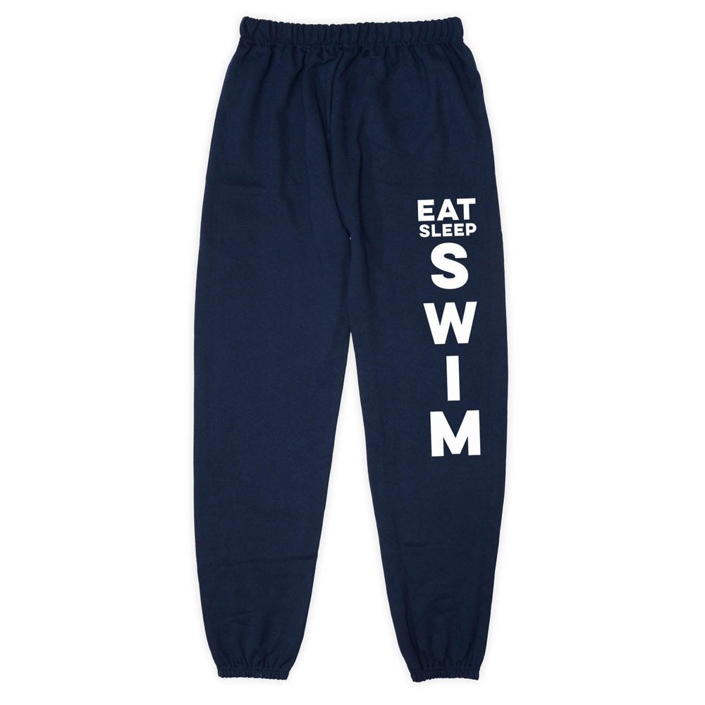 ChalkTalkSPORTS Eat Sleep Swim Sweatpants | Swimming Fleece Lined Sweatpants | Navy | Youth Large