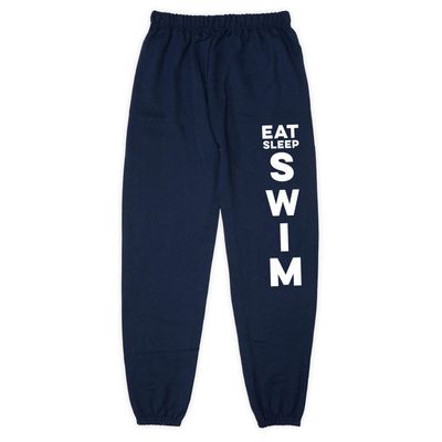 ChalkTalkSPORTS Eat Sleep Swim Sweatpants | Swimming Fleece Lined Sweatpants | Navy | Youth Small