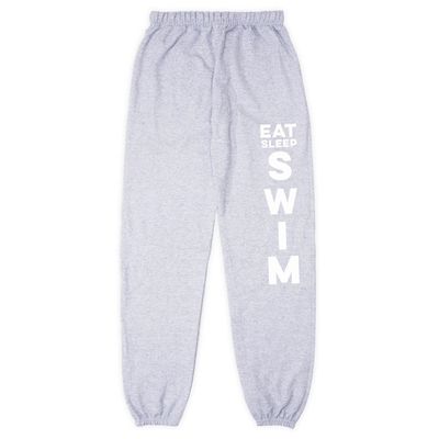 ChalkTalkSPORTS Eat Sleep Swim Sweatpants | Swimming Fleece Lined Sweatpants | Gray | Youth Medium