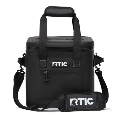 RTIC Soft Cooler 12 Can, Insulated Bag Portable Ice Chest Box for Lunch, Beach, Drink, Beverage, Travel, Camping, Picnic, Car, Trips, Floating Cooler Leak-Proof with Zipper, Black