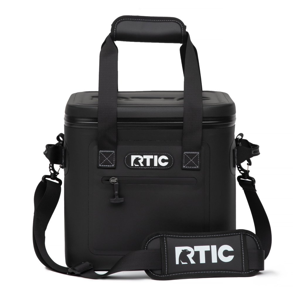 RTIC Soft Cooler 12 Can, Insulated Bag Portable Ice Chest Box for Lunch, Beach, Drink, Beverage, Travel, Camping, Picnic, Car, Trips, Floating Cooler Leak-Proof with Zipper, Black