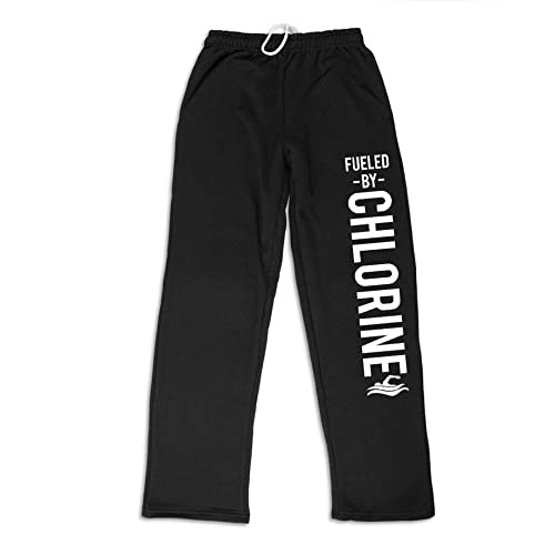 ChalkTalkSPORTS Fueled by Chlorine Sweatpants | Swimming Fleece Lined Sweatpants | Black | Adult XX-Large