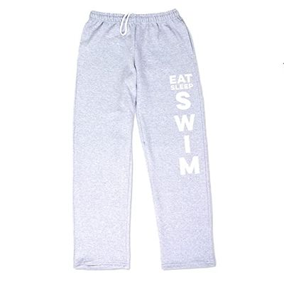 ChalkTalkSPORTS Eat Sleep Swim Sweatpants | Swimming Fleece Lined Sweatpants | Gray | Adult XX-Large