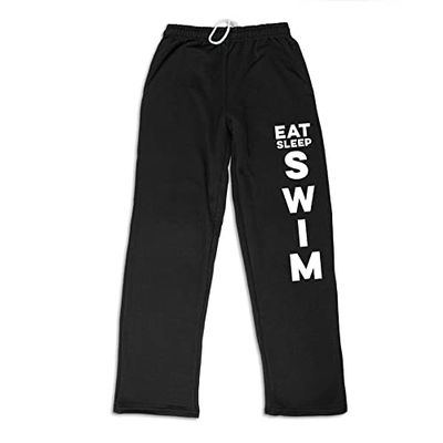 ChalkTalkSPORTS Eat Sleep Swim Sweatpants | Swimming Fleece Lined Sweatpants | Black | Adult XX-Large