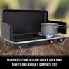 Hike Crew 2-in-1 Gas Camping Stove and Griddle, Portable Propane Burner w/Integrated Igniter & Stainless Drip Tray | Built-in Carrying Handle, Foldable Legs & Wind Panels | Includes Regulator view 2