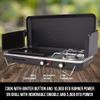 Hike Crew 2-in-1 Gas Camping Stove and Griddle, Portable Propane Burner w/Integrated Igniter & Stainless Drip Tray | Built-in Carrying Handle, Foldable Legs & Wind Panels | Includes Regulator view 3
