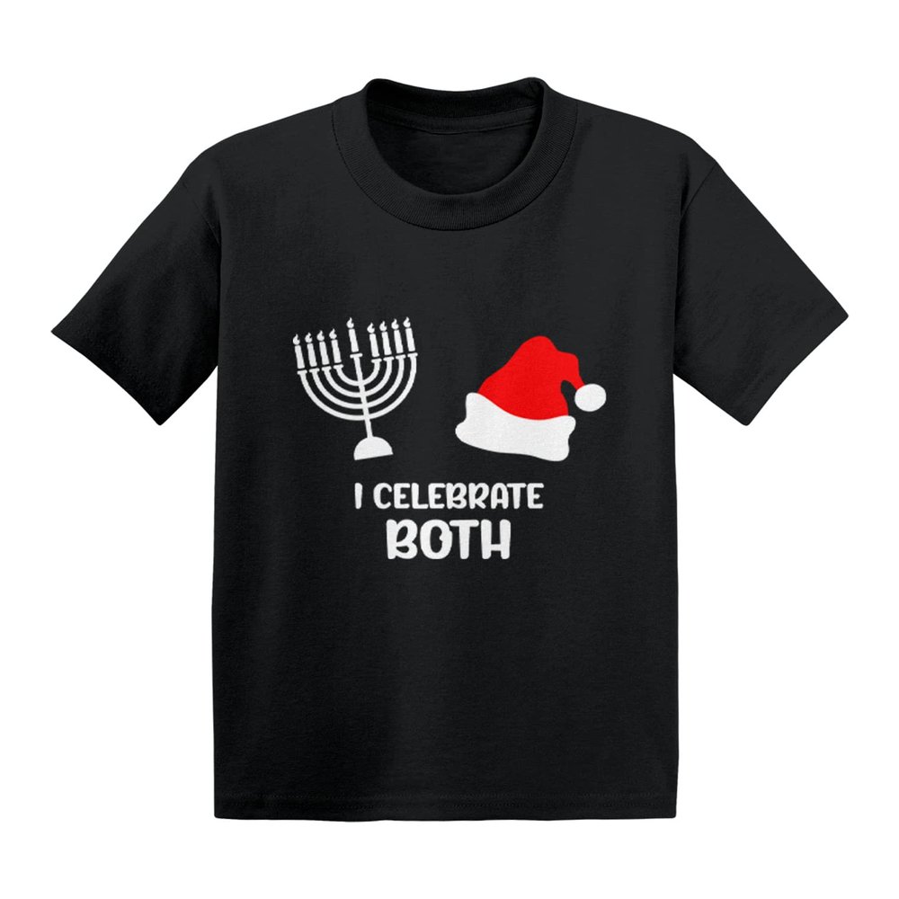 Tcombo I Celebrate Both - Christmas Hanukkah Infant/Toddler Cotton Jersey T-Shirt (Black, 6 Months)