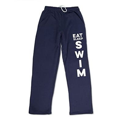 ChalkTalkSPORTS Eat Sleep Swim Sweatpants | Swimming Fleece Lined Sweatpants | Navy | Adult X-Large