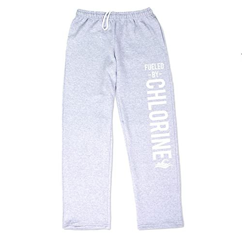 ChalkTalkSPORTS Fueled by Chlorine Sweatpants | Swimming Fleece Lined Sweatpants | Gray | Adult XX-Large