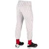 Champro Traditional Fit Triple Crown Classic Baseball Pants with Knit-in Pinstripes and Reinforced Sliding Areas, White, Scarlet pin, Large view 2