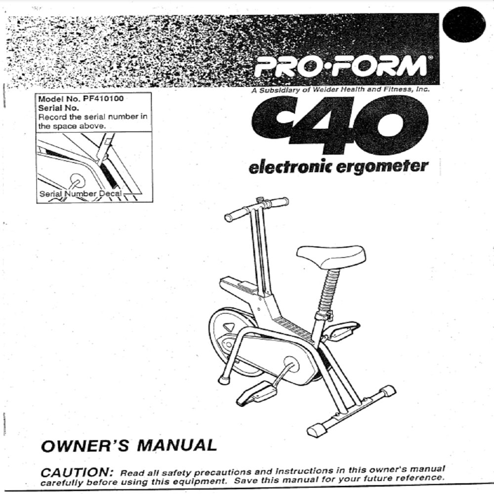 H.F Exchange Owners Manual 102533 Works W C40 - PF410100 Stationary Bike