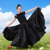 VNOEVW Girls Satin Full Dancing Circle Long Flowy Dance Skirt for Belly Dance, Flamenco, Classical & Folk Dance Dark-red view 2