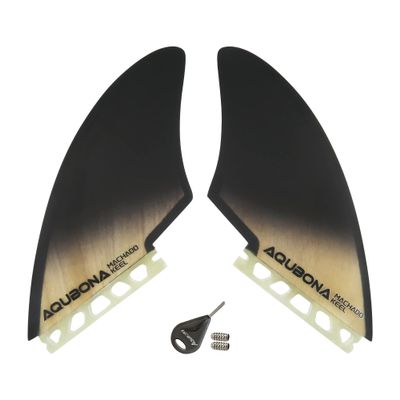 AQUBONA Twin Keel Fins, Single Tab Dual Tabs Fins Surfboard Fins, Twin Fin Fishtail Surfboard Fins Twin Keels - Smooth Fiberglass Flex