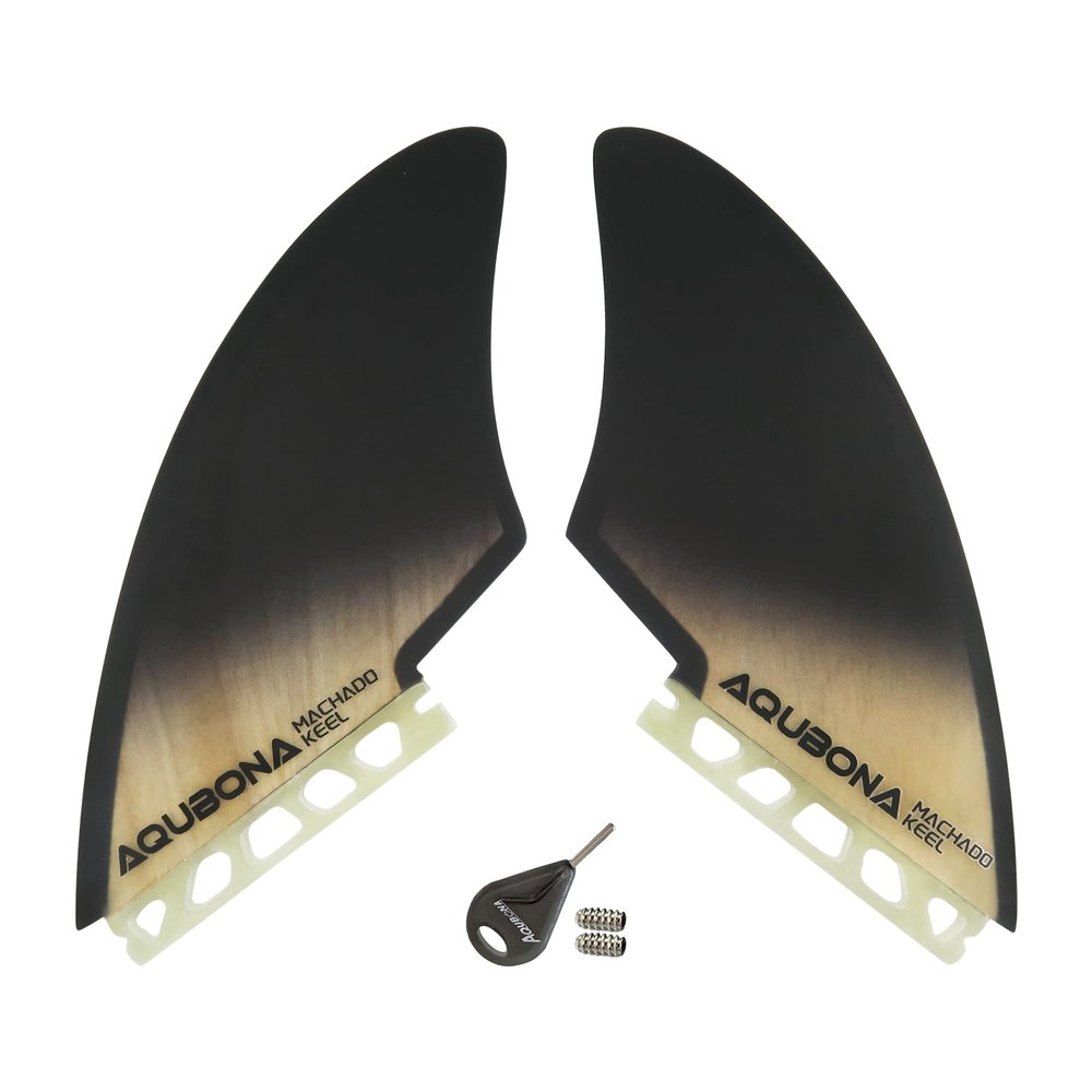 AQUBONA Twin Keel Fins, Single Tab Dual Tabs Fins Surfboard Fins, Twin Fin Fishtail Surfboard Fins Twin Keels - Smooth Fiberglass Flex
