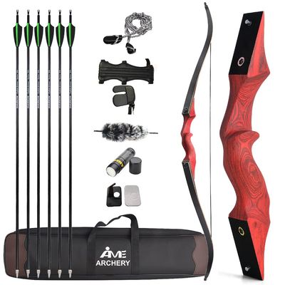 AMEYXGS 60" Archery Takedown Recurve Bow and Arrow Set for Adults and Youth 20-60LBS Hunting Bow with Bow Accessories for Outdoor Shooting Target Practice Right Handed (60LBS, Red)