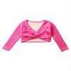 Aislor Kids Girls Ballet Dance Yoga Gym Active Crop Tops V Neck Long Sleeve T-Shirt Shrug Crop Tops Blouses Dancewear Hot Pink Knot Ruch 7-8 Years view 3