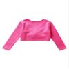 Aislor Kids Girls Ballet Dance Yoga Gym Active Crop Tops V Neck Long Sleeve T-Shirt Shrug Crop Tops Blouses Dancewear Hot Pink Knot Ruch 7-8 Years view 4