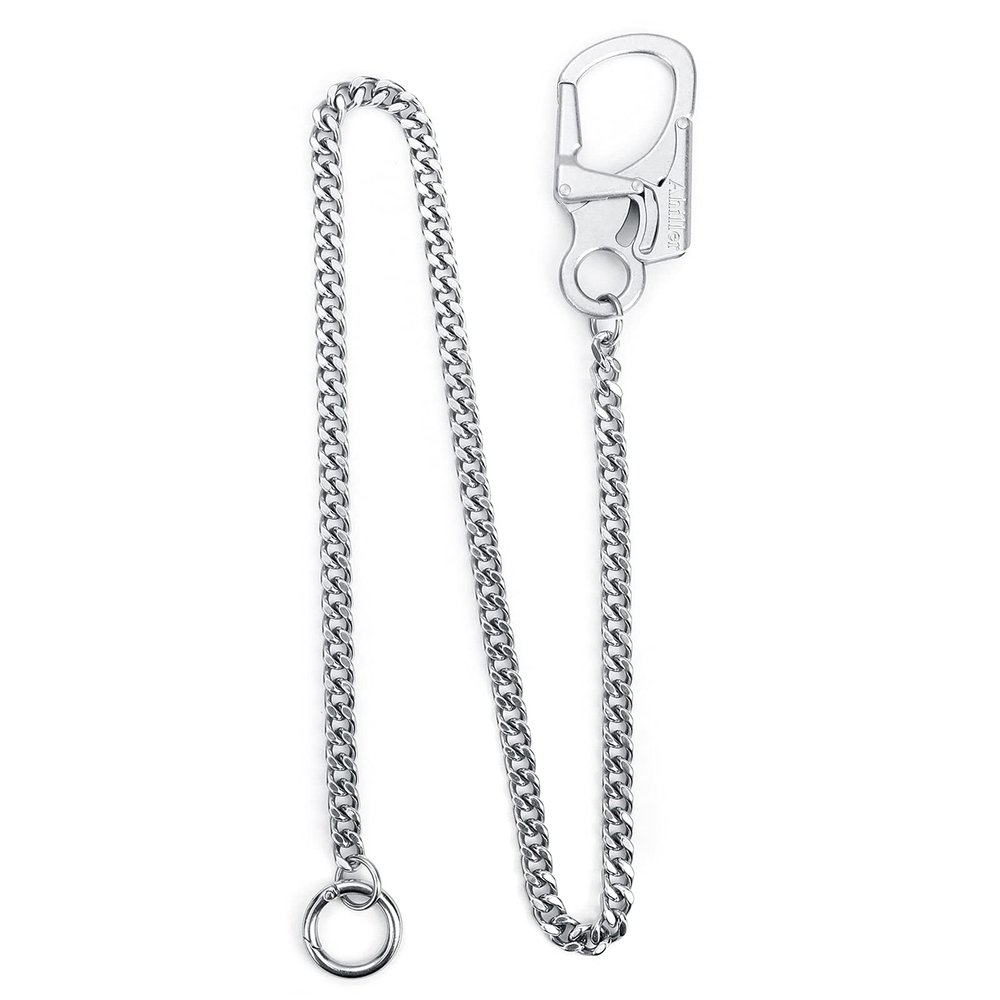 Ahiller Biker Wallet Chain, Heavy Duty Pocket Chain with Round Clasp, Men Chains for Keys, Jeans, Pants, Purse and Handbag (T-Silver-1pcs)