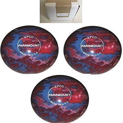 BuyBocceBalls - EPCO Duckpin Bowling Balls - - (5 inch- 3lbs. 10 oz.) Pack of 3 - Marbleized - Royal, Red & White - Made in USA