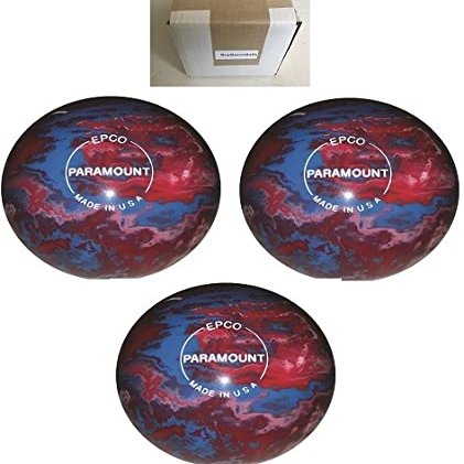 BuyBocceBalls - EPCO Duckpin Bowling Balls - - (5 inch- 3lbs. 10 oz.) Pack of 3 - Marbleized - Royal, Red & White - Made in USA