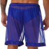 Hedmy Men's See-Through Mesh Swim Trunks Loose Boxer Shorts Underwear Beachwear Cover Ups Royal Blue Large view 3