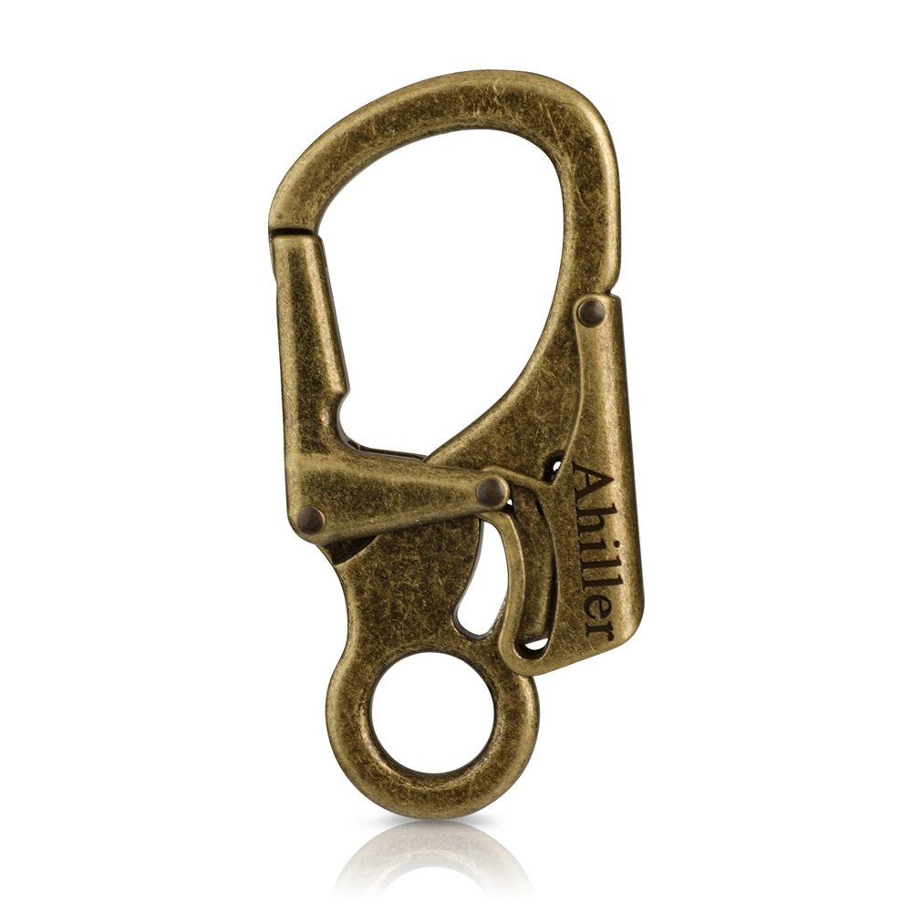 Ahiller Carabiner Clip, Double Anti-Misopening Locking Design, 3" Zinc Alloy Heavy Keychain for Outdoor Camping Hiking, Key Ring Clip (Bronze-1P)