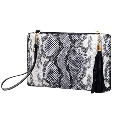 Sun Kea Fashion Women Animal Print Envelope Clutch Bag Ladies Retro Evening Party Prom Loop Handbag Purse (D-Grey)