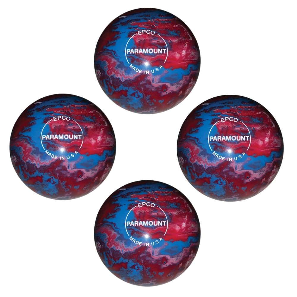 BuyBocceBalls - EPCO Candlepin Bowling Balls - Marbleized - Royal, Red & White (4 1/2 inch- 2lbs. 7oz.) - 4 Balls - Made in USA