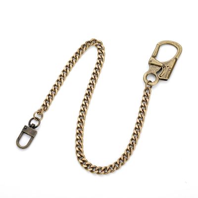 Ahiller Biker Wallet Chain, Heavy Duty Pocket Chain with Lockable Carabiner, Men Chains for Keys, Jeans, Pants, Purse and Handbag (P-Brass-1pcs)